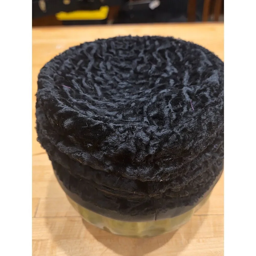 Vintage Pogues Cincinnati Black Persian Lamb Faux Fur Pillbox Hat
